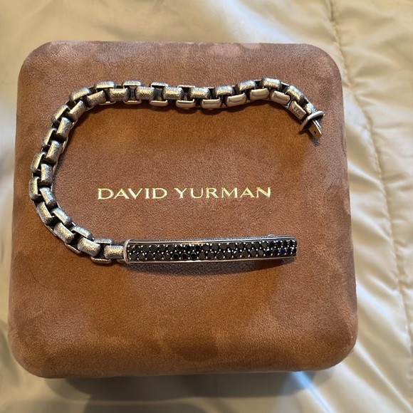 David Yurman Wide ID Black Diamond Bracelet in Sterling Silver 2.51 CTW